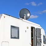 satelite dish on a caravan